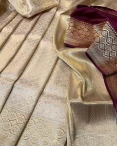 Pure Golden Banarasi Saree with Intricate Handloom Design