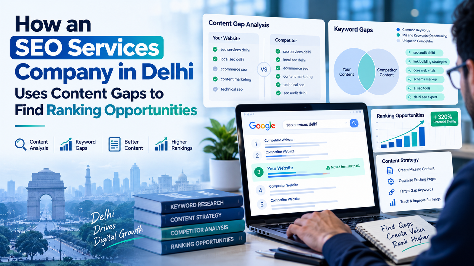 How an SEO Services Company in Delhi Uses Content Gaps to Find Ranking Opportunities